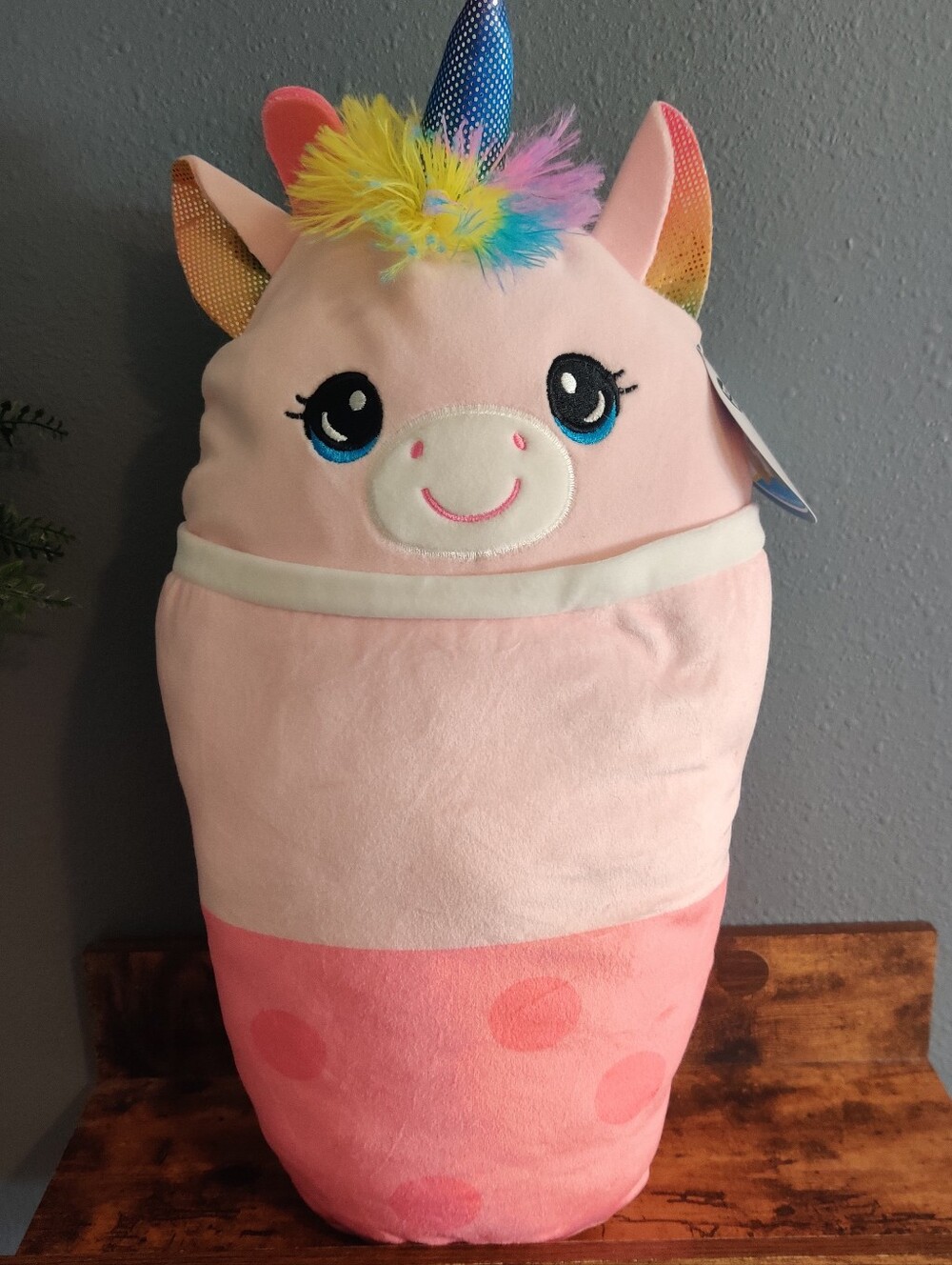 BOBA TEA CHARACTER Plush TOY BOX 15" Stuffed Unicorn Soft Cuddly Rainbow Kid New